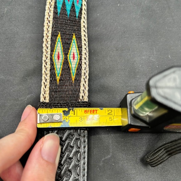 Tony Lama Western Belt Aztec Woven Accent Silver Buckle Black Leather Mens‎ 40 - Picture 8 of 8